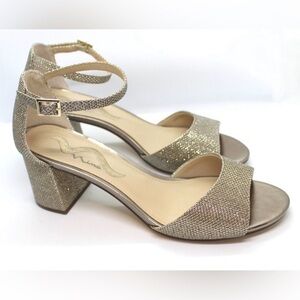 Nina Shimmering Gold enrica Block Heel Sandals